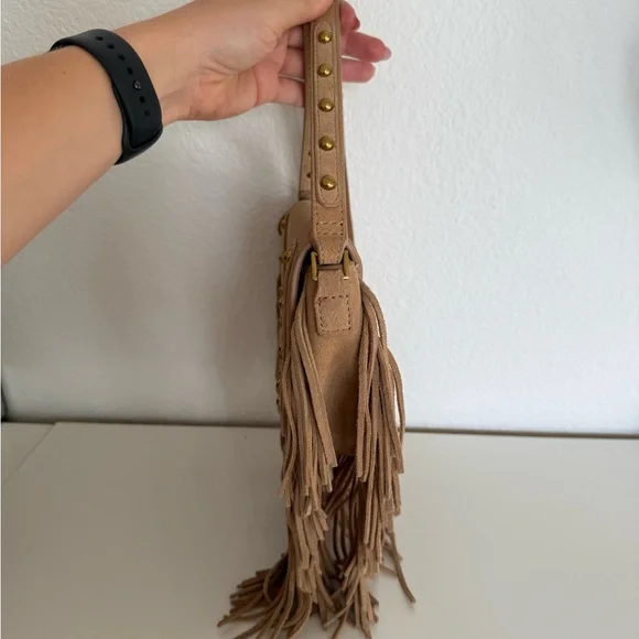 Zara 100% suede leather cringe crossbody bag - Picture 6 of 8